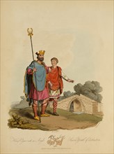 King Edgar with an Anglo Saxon Youth of Distinction, 966, Etching by I.A. Atkinson, 1815