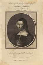 Catharine of Arragon (Catherine of Aragon), Queen of Kenry VIII, in the Collection of the Honorable Horace Walpole, Engraving, 1784