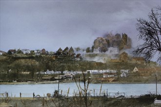 Heavy Artillery Shelling, Breisach, Germany, Rhineland Campaign, 1945