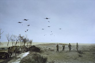 C-47's Dropping Supplies to Infantry Troops, Rhineland Campaign, Germany, 1945