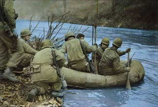 Assault Troops Crossing Our River, Germany, Rhineland Campaign, Germany, 1945