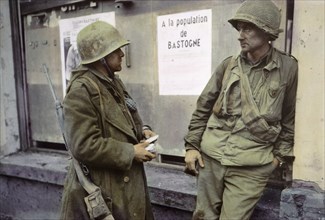 Two Infantrymen, Bastogne, Belgium, Ardennes-Alsace Campaign, Battle of the Bulge, December 1944