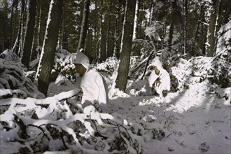 Infantrymen Wearing Snow Capes, Ardennes-Alsace Campaign, Battle of the Bulge, January 1945