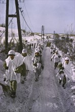 First Army Troops, Wearing Snow Camouflage Capes, Advance, Ardennes-Alsace Campaign, Battle of the Bulge, 1945