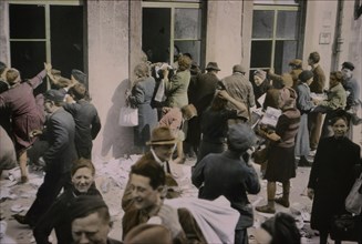 Liberated Slave Laborers Help Themselves to Food and Supplies in Store, Hanover, Germany, Central Europe Campaign, Western Allied Invasion of Germany, 1945