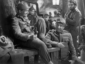 Luis Trenker (left), on-set of the Film, "The Doomed Battalion", Universal Pictures, 1932