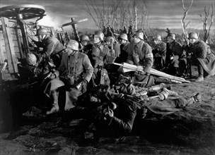 Military Battle Scene, on-set of the Film, "The Road Back", Universal Pictures, 1937