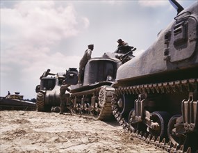 M3 and M4 Tank Company at Bivouac, Fort Knox, Kentucky, USA, Alfred T. Palmer for Office of War Information, June 1942