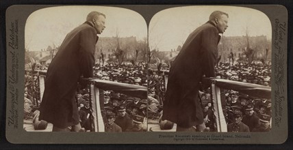 President Theodore Roosevelt Speech, Grand Island, Nebraska, USA, Stereo Card, Underwood & Underwood, 1903