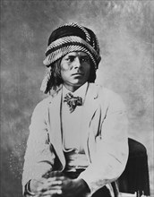 Luig Moraque, a Pima Man, Half-length Seated Portrait Wearing Turban, Alexander Gardner, 1870's