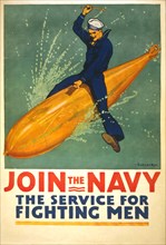 World War I Poster, "Join the Navy, The Service for Fighting Men", Richard Fayerweather Babcock, 1917