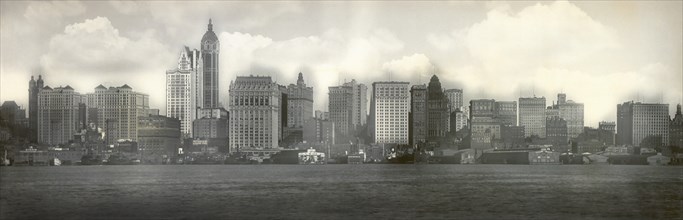 Skyline from Jersey City, New York City, New York, USA, Irving Underhill, 1908