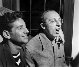 Composers Leonard Bernstein and Aaron Copland, Bernardsville, New Jersey, USA, August 1945