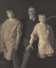 U.S. President Theodore Roosevelt with his Sons from Left, Quentin and Archibald, Seated Portrait, March 31, 1904