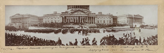 U.S. President Theodore Roosevelt Arriving at Inauguration Stand, U.S. Capitol Building, Washington DC, USA, by William Henry Rau, March 4, 1905