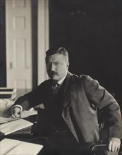 U.S. President Theodore Roosevelt, Seated Portrait at Desk in his new Office, Washington DC, USA, by Barnett McFee Clinedinst, February 10, 1903
