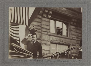 U.S. President Theodore Roosevelt Riding in Horse-Drawn Carriage Along Parade Route, Chicago, Illinois, USA, April 1903