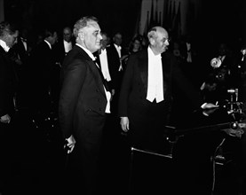 U.S. President Franklin Roosevelt & Attorney General Homer Cummings attending Department of Justice's Conference on Crime, Memorial Continental Hall, Washington DC, USA, Harris & Ewing, December 11, 1...