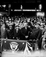 U.S. President Franklin Roosevelt attending Opening Day Baseball Game, Griffith Stadium, Washington DC, USA, Harris & Ewing, April 17, 1935