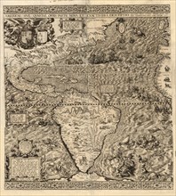 Western Hemisphere Map, "Americae sive qvartae orbis partis nova et exactissima descriptio", Diego Guitierrez, Hieronymus Cock, 1562