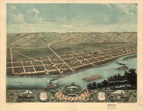 Bird's  Eye View of Guttenberg, Clayton County Iowa, 1869