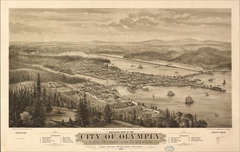 Bird's Eye View of the city of Olympia, East Olympia and Turnwater, Puget Sound, Washington Territory, 1879