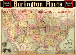 Burlington Railroad Route Map, Rand McNally & Company, 1892