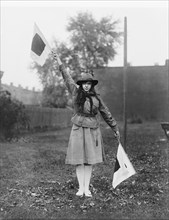 Girl Scout Waving Two Flags, Washington DC, USA, National Photo Company, 1920