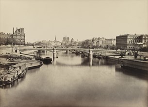 Seine River Looking Toward Notre Dame, Paris, France, Silver Albumen Print, Edouard Baldus, 1860's