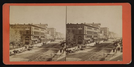 Main Street South from Court, Buffalo, New York, USA, Stereo Card, 1860's