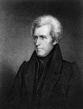 Andrew Jackson (1767-1845), Seventh President of the United States, Head and Shoulders Portrait, Engraving by James Barton Longacre