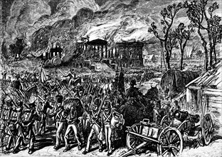 Capture and Burning of Washington by British, in 1814 , Engraving from Our First Century by Richar Miller Devins, 1876