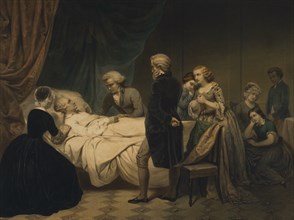 Life of George Washington, The Christian Death, Lithograph by Regnier from Painting by Junius Brutus Stearns, 1853