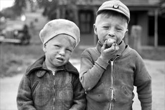Two Young Boys, Half-Length Portrait, Sisseton, South Dakota, USA, John Vachon, Farm Security Administration, September 1939