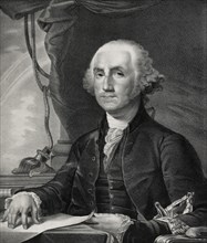 George Washington (1732-99), First President of the United States, Half-Length Seated Portrait, Lithographer and Published by Endicott and Swett, 1830's