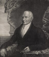 John Quincy Adams (1767-1848), Sixth President of the United States, Half-Length Seated Portrait, Lithograph Created by Ezra Bisbee from an Original Painting by Gilbert Stuart, 1820's