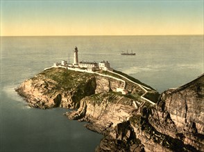 South Stack Lighthouse, Holyhead, Wales, UK, Photochrome Print, Detroit Publishing Company, 1905