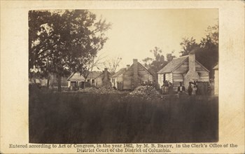 Slaves and Slave Quarters on Plantation, Port Royal, South Carolina, USA, Photograph by Timothy H. O'Sullivan, Copyrighted by Mathew B. Brady, 1862
