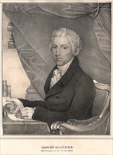 James Monroe (1758-1831), 5th President of the United States, Half-Length Seated Portrait, Lithograph, D.W. Kellogg & Co., 1830's