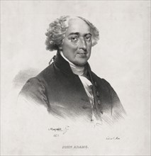 John Adams (1735-1826), Second President of the United States, Head and Shoulders Portrait, Lithograph by Jean Baptiste Mauzaisse after an Original Painting by Gilbert Stuart, 1827
