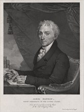 James Monroe, 5th President of the United States, Lithograph Created by Pendleton's Lithography from an Original Painting by Gilbert Stuart, 1828