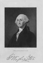 George Washington (1732-99) First President of the United States, Half-Length Portrait, Engraved by J.B. Longacre from a Painting by Gilbert Stuart