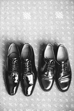 High Angle View of Two Pair of Men's Shoes