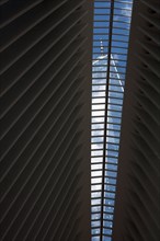 Low Angle View of One World Trade Center Seen Through Oculus, New York City, New York, USA