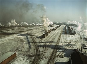 General View, Chicago and North Western Railroad, Chicago, Illinois, USA, Jack Delano for Farm Security Administration, December 1942