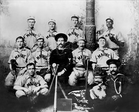 U.S.S. Maine Baseball Team, All Members except John H. Bloomer (back row, far left), were killed in the Explosion of the Maine at Havana, Cuba on February 15, 1898