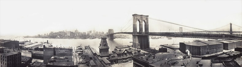 Brooklyn and Manhattan Bridges viewed from Brooklyn, New York, USA, Irving Underhill, 1913