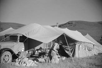 Camp of Quarter Circle U Roundup, Montana, USA, Arthur Rothstein, Farm Security Administration, June 1939