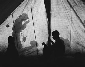 Shadows on Tent, Quarter Circle 'U' Ranch, Montana, USA, Arthur Rothstein, Farm Security Administration, June 1939