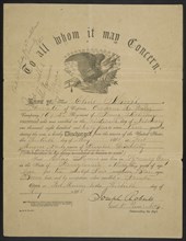 U.S. Government Certificate to Discharge Private Cline Morris from Co. E, 3rd Pennsylvania Heavy Artillery Regiment, American Civil War, USA, 1865
